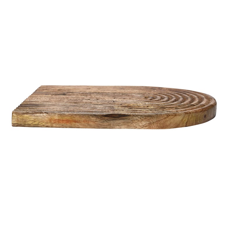 Main + Mesa Carved Arch Mango Wood Serving Board  Natural Medium - Image 4